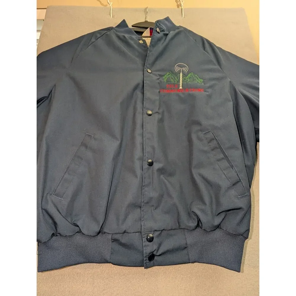 Vintage WestArk Jacket Mens XL Blue Canvas Bomber USA Workwear Telecommunication